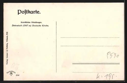 AK Dobratsch, Deutsche Kirche auf dem Gipfel