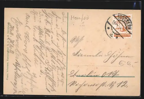 AK Maria Dreieichen, Betende Frau in Tracht und Blick auf Kirche