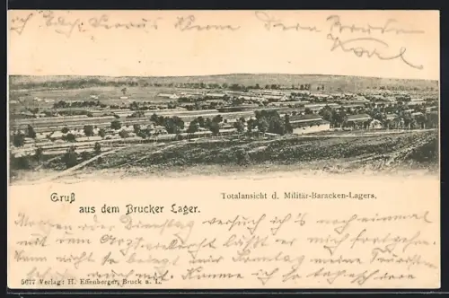 AK Brucker Lager, Totalansicht des Militär-Baracken-Lagers