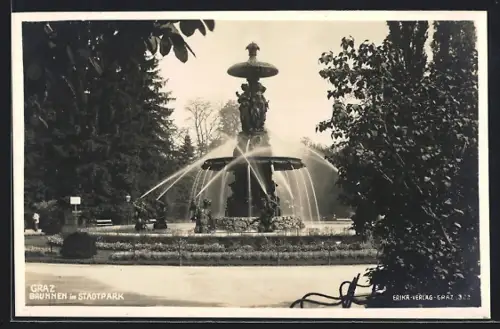 AK Graz, Brunnen im Stadtpark