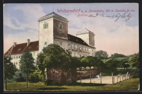 AK Wolkersdorf a. d. Staatsbahn, Schloss und Tennisplatz