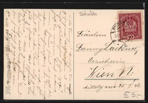 AK Purgstall /N.-Oe., Ortsansicht mit Oetscher im Hintergrund