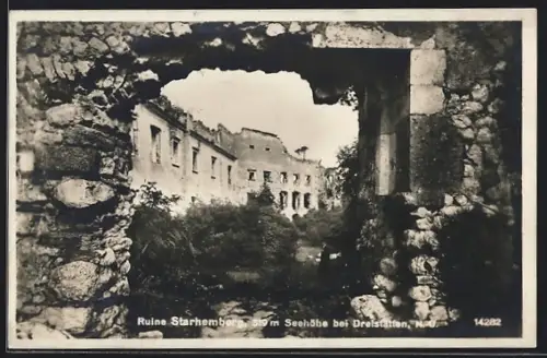 AK Markt Piesting, Starhemberg bei Dreistätten, Blick auf die Ruine Starhemberg