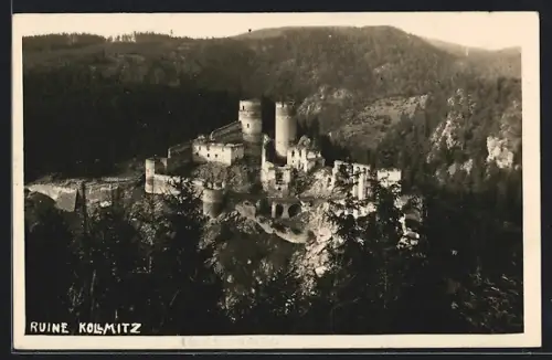 AK Raabs an der Thaya, Ruine Kollmitz aus der Vogelschau