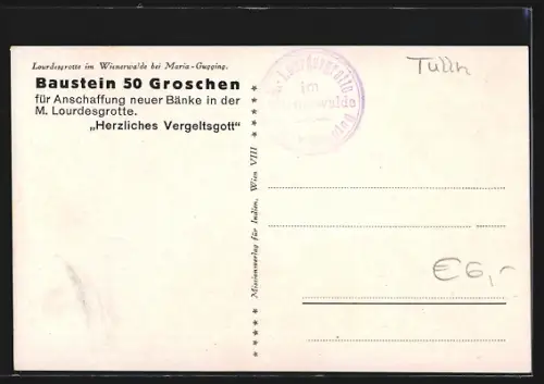 AK Maria-Gugging, Lourdesgrotte im Wienerwalde