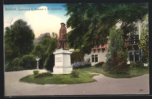 AK Bielefeld, Denkmal des Gr. Kurfürsten vor der Sparenburg