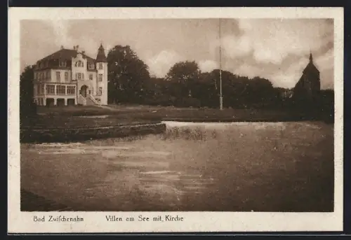 AK Bad Zwischenahn, Villen am See mit Kirche