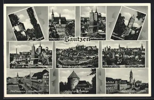 AK Bautzen, Kornmarkt, Ortenburg, Neue und alte Wasserkunst, Jugendherberge