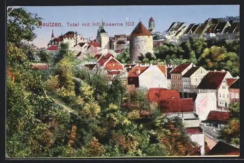 AK Bautzen, Totale mit Inf. Kaserne 103