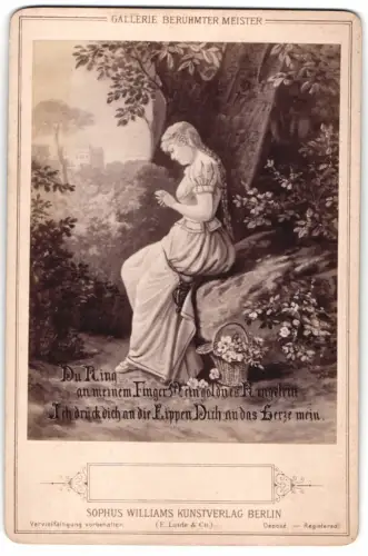 Fotografie Sophus Williams, Berlin, junge Frau betrachtet ihren Ehering