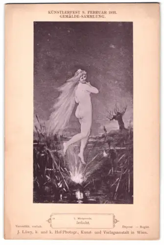 Fotografie J. Löwy, Wien, Gemälde: Irrlicht, nach L. Minigerode