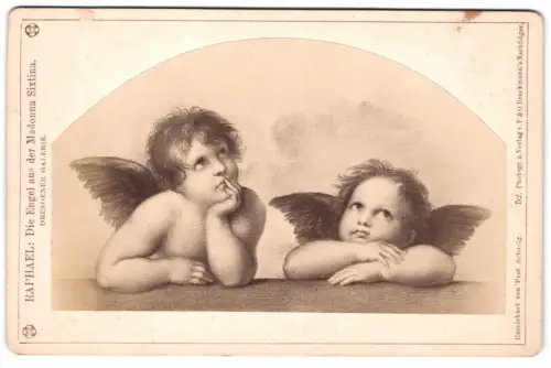Fotografie F. & O. Brockmann, Dresden, Gemälde: Engel aus der Madonna Sixtina, nach Raphael