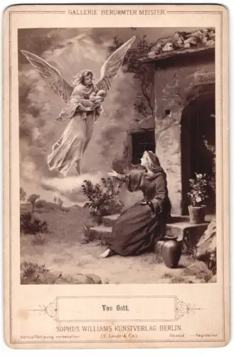 Fotografie Sophus Williams Kunstverlag, Berlin, Gemälde: Von Gott, Engel bringt Mutter ihr Kind