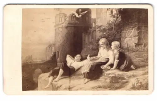 Fotografie S. P. Christmann, Berlin, Gemälde: Die Täubchen, nach E. Meyerheim