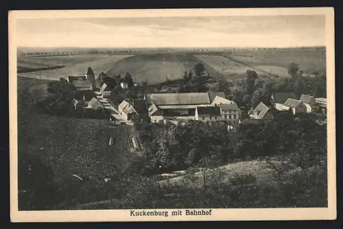 AK Kuckenburg / Mersburg, Totale mit Bahnhof
