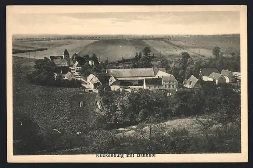 AK Kuckenburg / Mersburg, Totale mit Bahnhof
