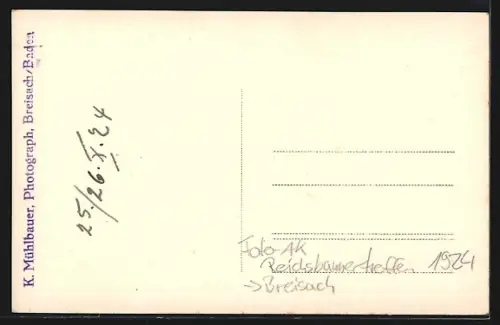 Foto-AK Breisach, Reichsbannertreffen 1924, Prozession vor dem Geschäft von Franz H.