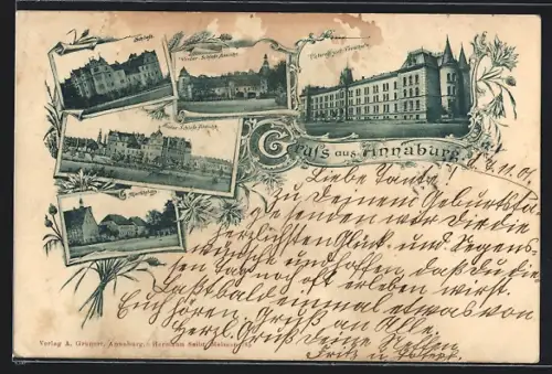 AK Annaburg, Schloss, Marktplatz und Unteroffizier-Vorschule