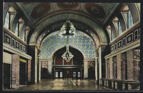 AK Oldenburg, i. Grossh., Hauptbahnhof, Schalterhalle, Innenansicht