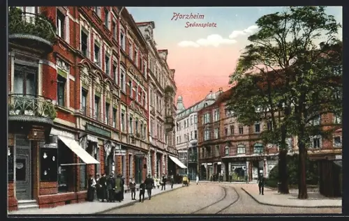 AK Pforzheim, Strasse am Sedansplatz