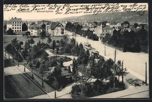 AK Dresden-Laubegast, Bismarckplatz aus der Vogelschau