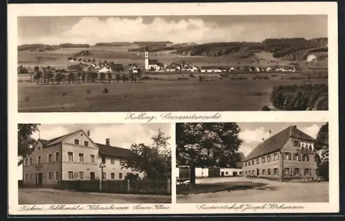AK Zolling, Gasthof Joseph Hörhammer, Bäckerei u. Kolonialwaren Simon Klaus, Gesamtansicht