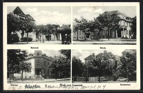 AK Zepernick, Bahnhof, Schule, Rathaus, Sanatorium