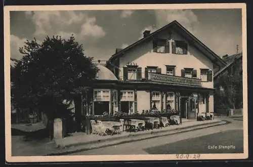 AK Oberstdorf /Allgäu, Konditorei und Cafe Stempfle, Ansicht von der Strasse