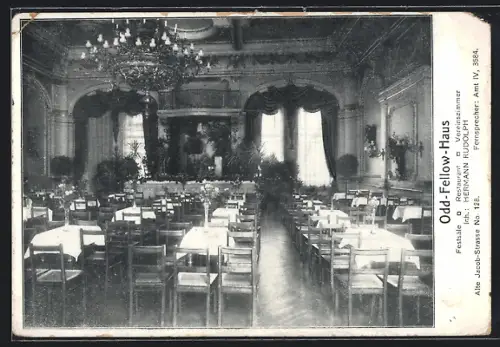 AK Berlin, Gaststätte Odd-Fellow-Haus H. Rudolph, Alte Jacob-Strasse 128, Innenansicht