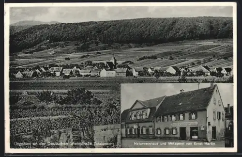 AK Ungstein /Bad Dürkheim, Gaststätte Naturweinhaus-Metzgerei E. Martin, Gesamtansicht aus der Vogelschau