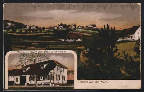 AK Schwand / Wiesental, Gasthaus Wirtschaft Sennhütte G. Gsellinger, Gesamtansicht