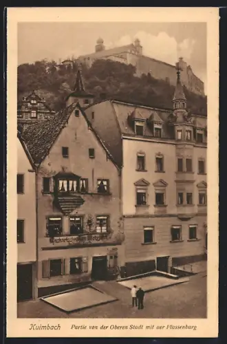 AK Kulmbach, Partie von der Oberen Stadt mit der Plassenburg