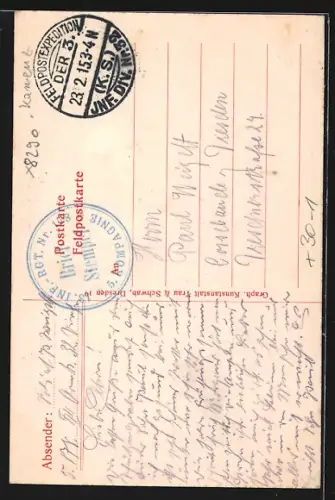 AK 13. tgl. sächs. Infanterie-Regiment 178 Kamenz, 1915, Adler mit Lorbeerkranz