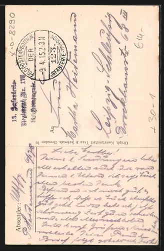 AK 13. tgl. sächs. Infanterie-Regiment 178 Kamenz, 1915, Adler mit Lorbeerkranz