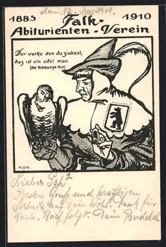 Künstler-AK Berlin-Tiergarten, Absolvia des Falk-Abiturienten-Verein, Lützowstrasse 84