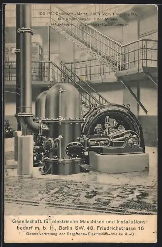 AK Berlin, 100 PS-Drehstrom-Motor der Gesellschaft für eleketrische Maschinen- und Installationsbedarf, Friedrichstr. 16