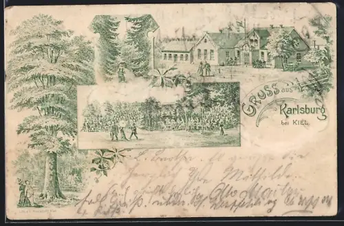 Lithographie Kiel, Gasthaus Karlsburg