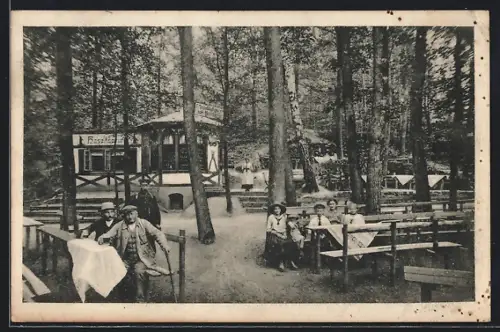 Foto-AK Salzgitter, Gaststätte Hasenspring mit Gästen