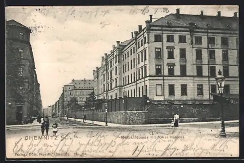 AK Chemnitz, Reitbahnstrasse mit 104er Kaserne