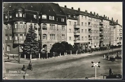 AK Döbeln i. Sa., Blick in die Grimmaische Strasse