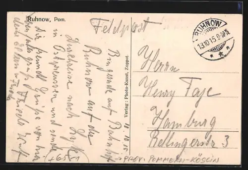 AK Ruhnow /Pommern-Köslin, Bahnhof