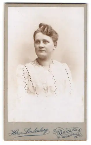 Fotografie Herm. Lindenberg, Dresden, Waisenhausstrasse 24, Porträt einer Dame