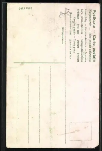 Künstler-AK Pfingsten, Zwerg und Maikäfer musizieren auf einer Birke