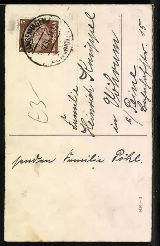 Künstler-AK Neujahr, Zwerg mit Laterne im Schnee, Mädchen mit Korb