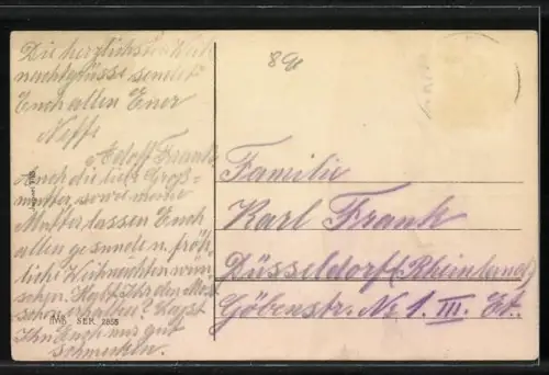 AK Zwerge fällen einen Tannenbaum, Weihnachtsgruss