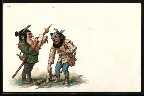 AK Zwei Zwerge gekleidet als Wächter und Landstreicher