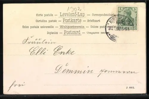 AK Zwerge im verschneiten Wald, Neujahrsgruss