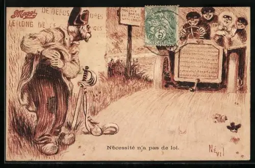 AK Reklame für Maggi, Landstreicher will als Polizist verkleidet Autofahrer abkassieren