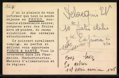 AK Reklame für Fruxo, Bär flüchtet mit Fruxo-Dose unterm Arm