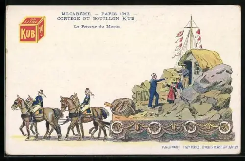 AK Paris, Mi-Caréme, Cortége du Bouillon Kub, Le Retour du Marin